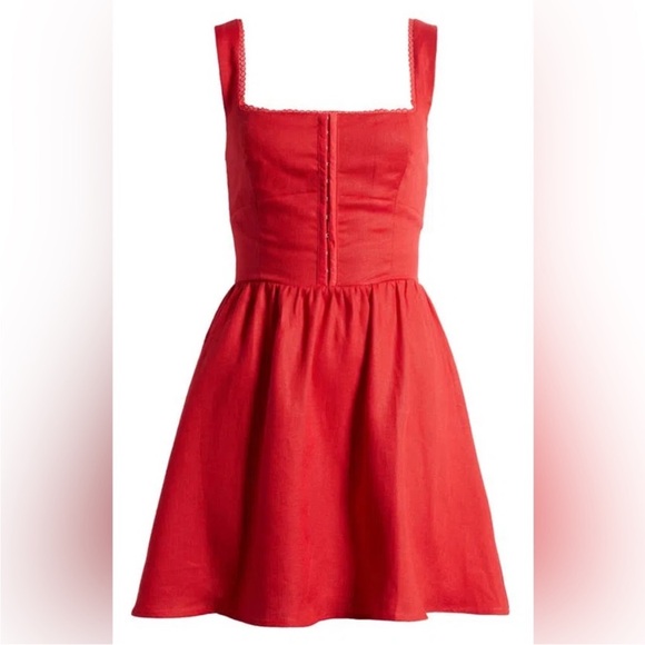 Reformation Sheri Linen Dress in Cherry - Picture 3 of 10